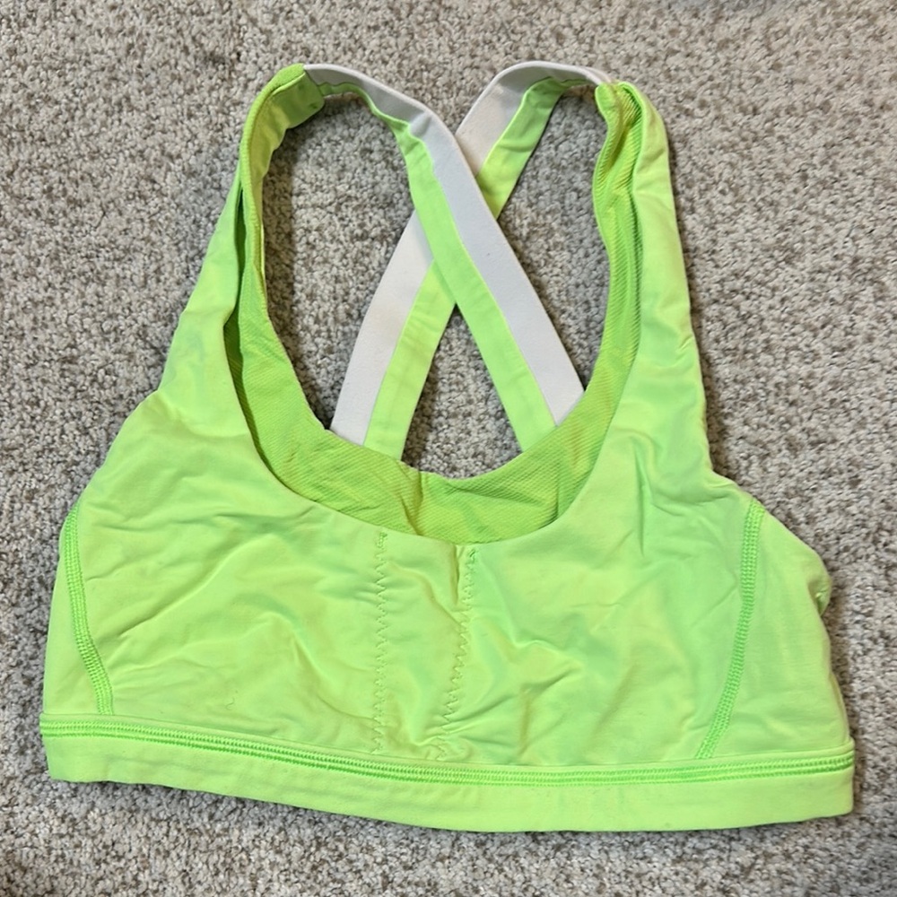 Lululemon Stuff Your Bra Neon Green Sports Bra